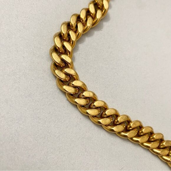 LOUIS VUITTON Lock and key 🔐 on Gold Tone Necklace #307 - Picture 13 of 14